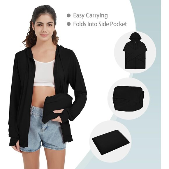 Lightweight Zip Up Hoodie Women Summer Jacket Thin Soft Breathable Casual - Picture 3 of 5